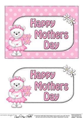 5x7 Teddy Tess Mothers Day Dots 3D Step by Step Decoupage