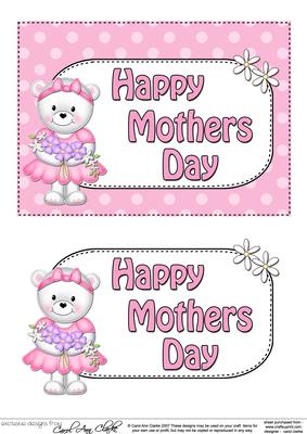 5x7 Teddy Tess Mothers Day Dots 3D Step by Step Decoupage