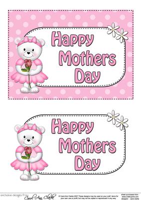 5x7 Teddy Tess Mothers Day Dots 3D Step by Step Decoupage