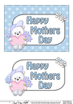 5x7 Teddy Ed Mothers Day Dots 3D Step by Step Decoupage