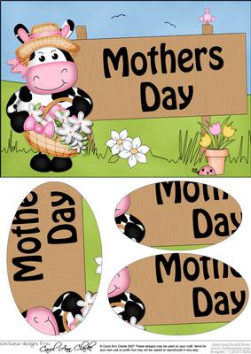 A5milly Moo Cow Mothers Day Oval Pyramage Topper