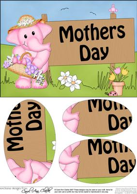 A5 Lola Elephant Mothers Day Oval Pyramage Topper