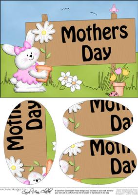 A5 Little Bunny Mothers Day Oval Pyramage Topper