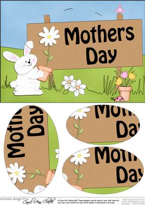 A5 Little Bunny Mothers Day Oval Pyramage Topper