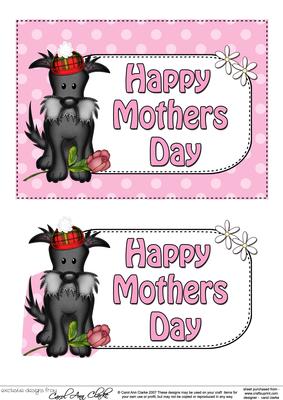 5x7 Scottie Dog Mothers Day Dots 3D Step by Step Decoupage