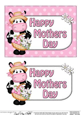 5x7 Milly Moo Cow Mothers Day Dots 3D Step by Step Decoupage