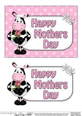 5x7 Milly Moo Cow Mothers Day Dots 3D Step by Step Decoupage