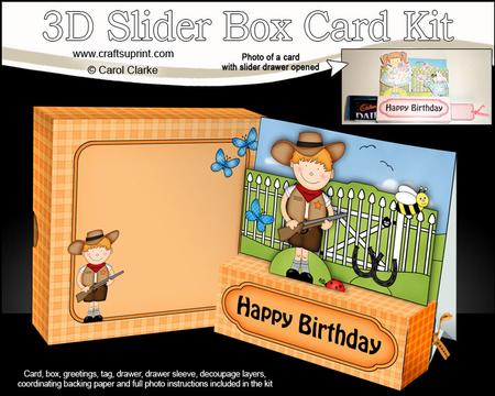 3D Boyz Cowboy Zeb Slider Box Card Kit