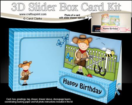 3D Boyz Cowboy Zeb Slider Box Card Kit