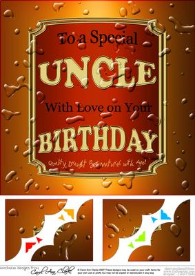 8 x 8 Birthday Uncle Beer Label Scalloped Corner