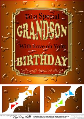 8 x 8 Birthday Grandson Beer Label Scalloped Corner