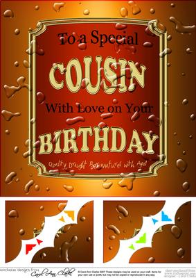 8 x 8 Birthday Cousin Beer Label Scalloped Corner