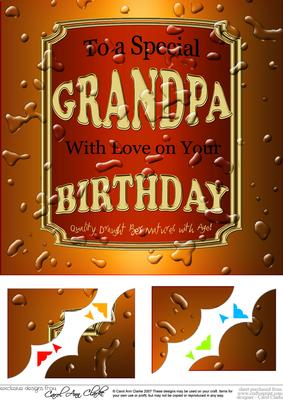 8 x 8 Birthday Grandpa Beer Label Scalloped Corner