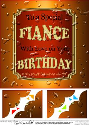 8 x 8 Birthday Fiance Beer Label Scalloped Corner