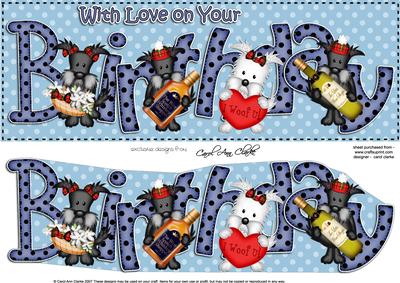 Scottie & Westie Dogs Large Dl Birthday 3D Decoupage
