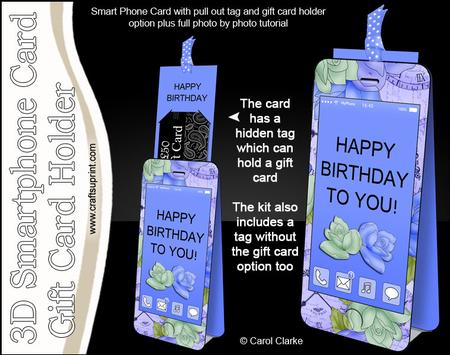 3D Smartphone Shaped Birthday Roses Card & Gift Card Holder