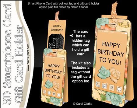 3D Smartphone Shaped Birthday Roses Card & Gift Card Holder