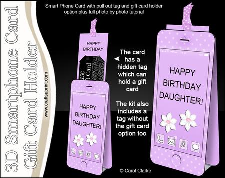 3D Smartphone Shaped Birthday Daughter Gift Card Holder