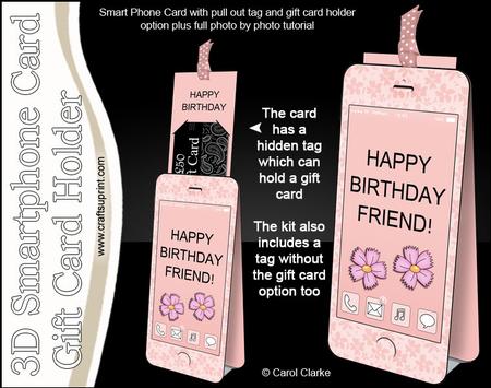 3D Smartphone Shaped Birthday Friend Card & Gift Card Holder