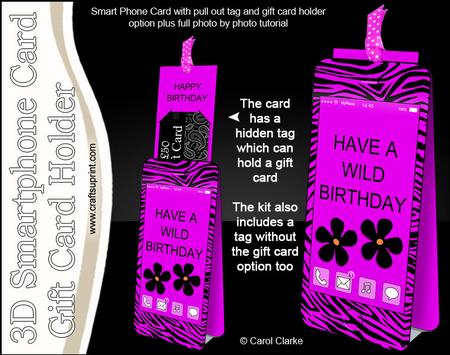 3D Smartphone Shaped Wild Birthday Flowers Card & Gift Card