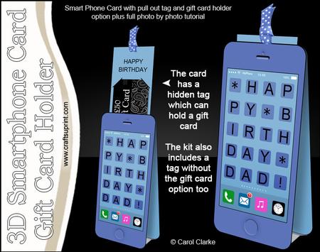 3D Smartphone Shaped Birthday Dad Card & Gift Card