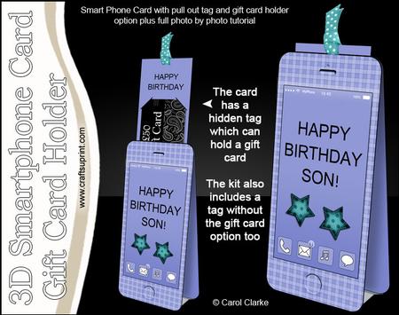 3D Smartphone Shaped Birthday Son Card & Gift Card