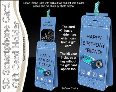 3D Smartphone Shaped Birthday Friend Card & Gift Card Holder