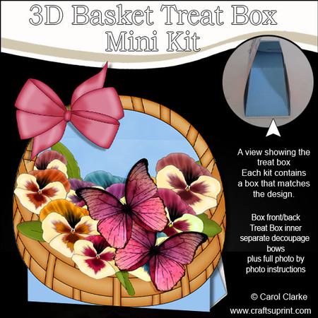 3D Pansies & Butterflies Basket Shaped Treat Box Mini Kit