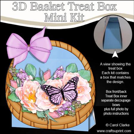 3D Butterfly & Rose Bouquet Basket Shaped Treat Box Mini Kit