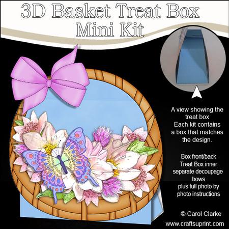 3D Butterfly & Pretty Flowers Basket Shaped Treat Box