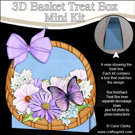3D Butterfly & Pastel Flowers Basket Shaped Treat Box