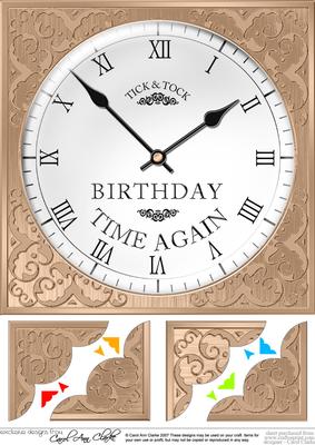 8 x 8 Birthday Clock Scalloped Corner Topper