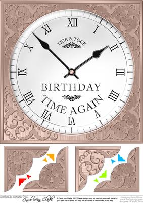8 x 8 Birthday Clock Scalloped Corner Topper