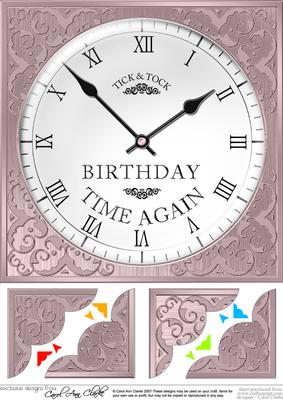 8 x 8 Birthday Clock Scalloped Corner Topper
