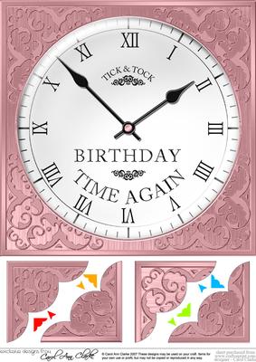 8 x 8 Birthday Clock Scalloped Corner Topper