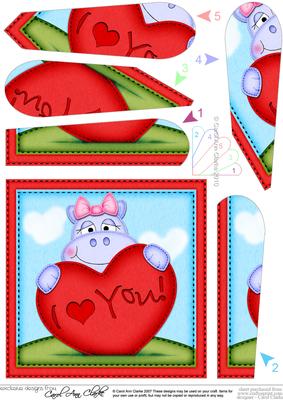 Hilda Hippo's Love Heart Fan Pyramage Topper