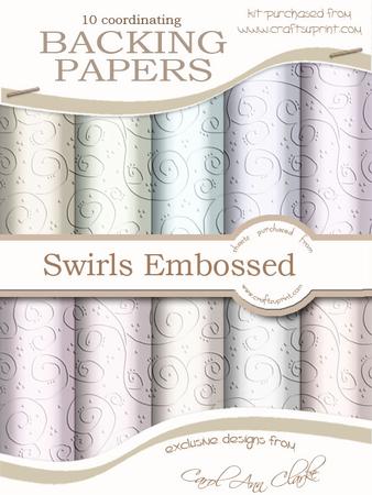 'swirls Embossed' Backing Paper Kit - Shades of White