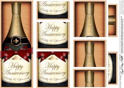 Dl Anniversary Champers in a Box with Top & Bottom Stacker