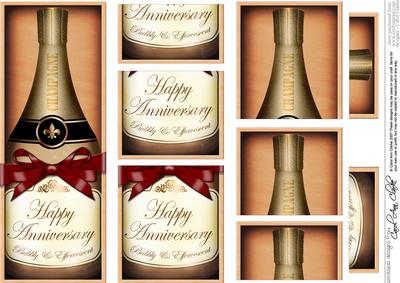 Dl Anniversary Champers in a Box with Top & Bottom Stacker