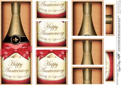 Dl Anniversary Champers in a Box with Top & Bottom Stacker