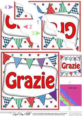 Italian Thank You Bunting Wavy Corner Stacker