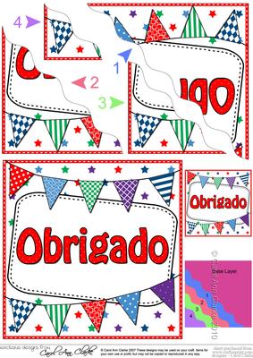 Portugese Thank You Bunting Wavy Corner Stacker