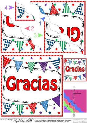 Spanish Thank You Bunting Wavy Corner Stacker