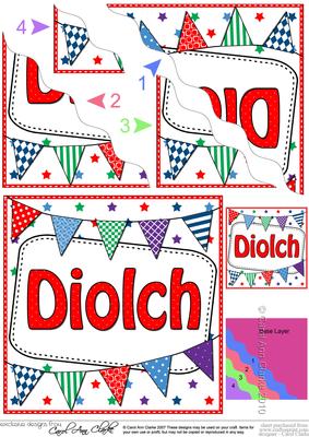 Welsh Thank You Bunting Wavy Corner Stacker