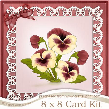 8 x 8 Pansy on Butterfly Lace Kit with 3D Decoupage