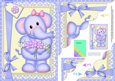 A5 Lola Elephant's Flowers Scallop Corner Stacker