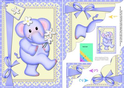 A5 Lola Elephant's Flowers Scallop Corner Stacker