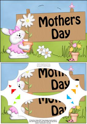 A5 Little Bunny Mothers Day Scallop Corners and Pyramage