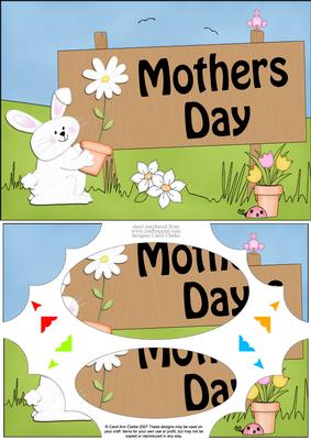 A5 Little Bunny Mothers Day Scallop Corners and Pyramage