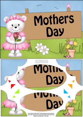 A5 Teddy Tess Mothers Day Scallop Corners and Pyramage
